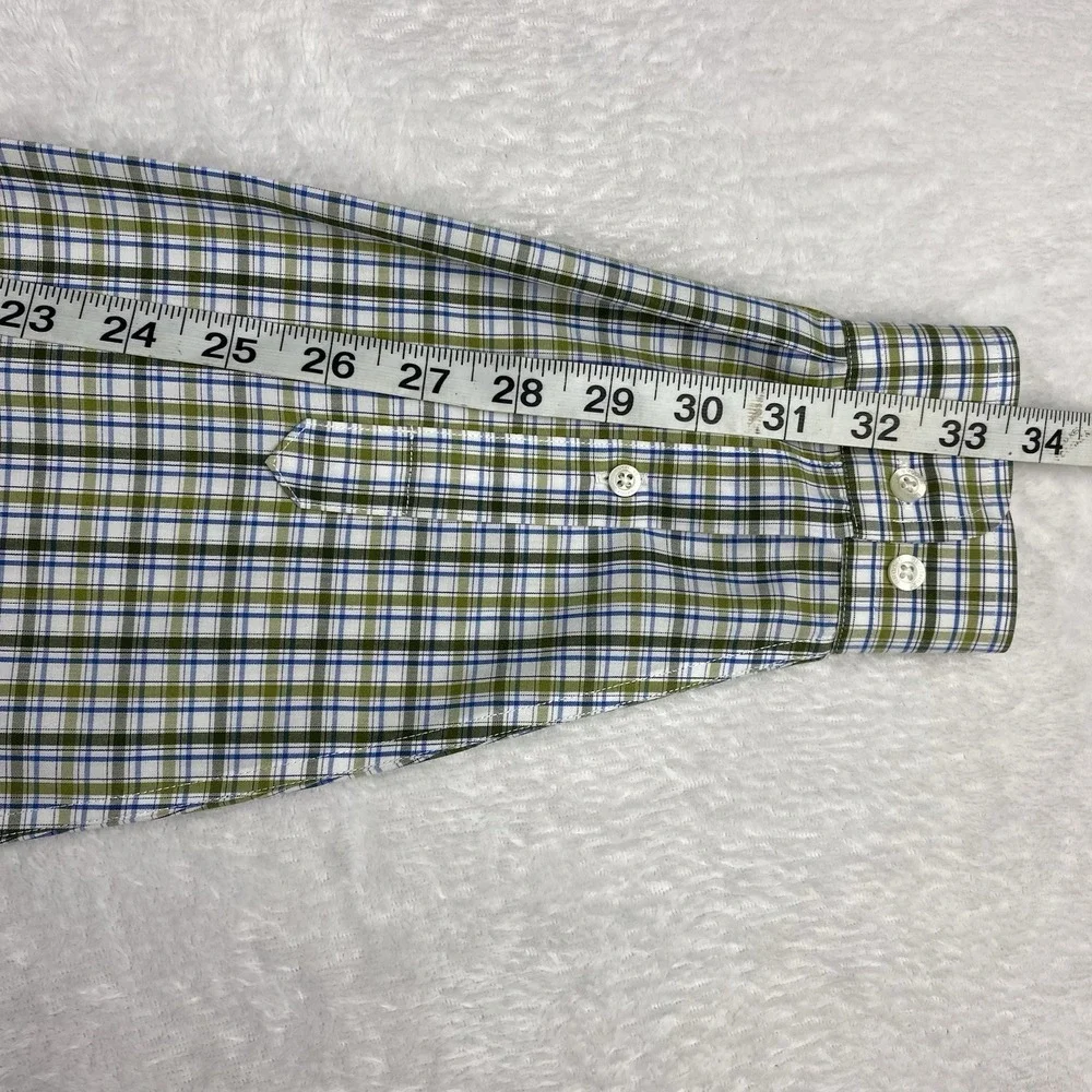 Brooks Brothers Boys XL Green White Plaid Dress Shirt Non-Iron Long Sleeves